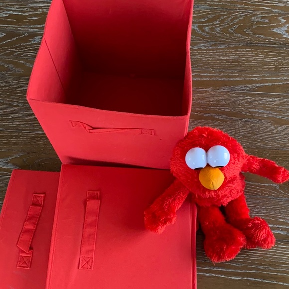 Other - Three red fold up storage cubes and Elmo.Like new!